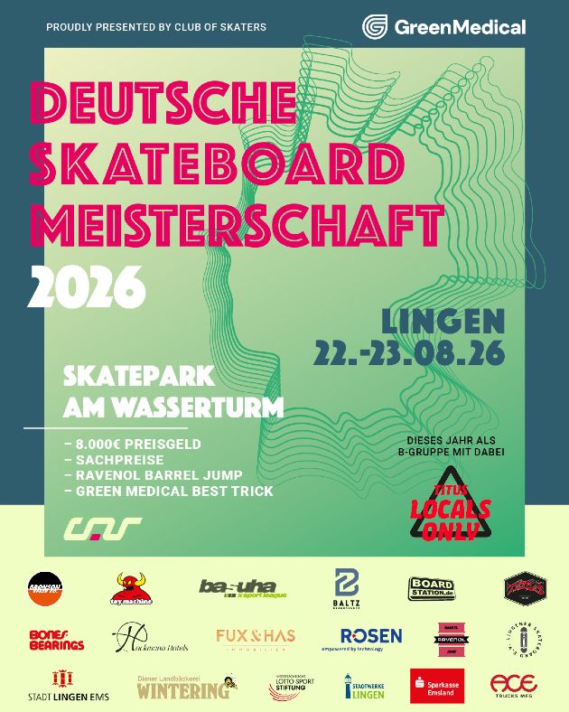[News] COS Cup 2026 – Save the Date für die 29. Deutsche Skateboard-Meisterschaft in Lingen!